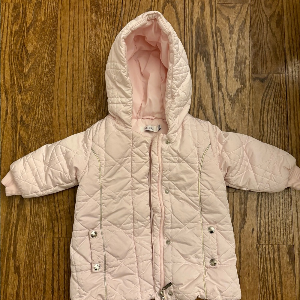 AUTHENTIC CHRISTIAN DIOR Baby Pink Quilted Hooded Jacket